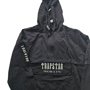 Trapstar Black Leightweight Windbreaker‎ Quarter Zip Hoodie Jacket Mens Medium